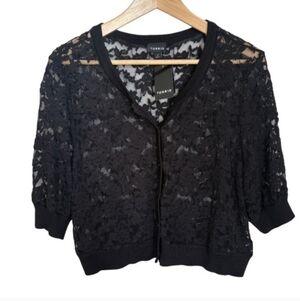 Torrid Cropped Black Lace Shrug Cardigan Button Front NWT Sz 1X (14-16)